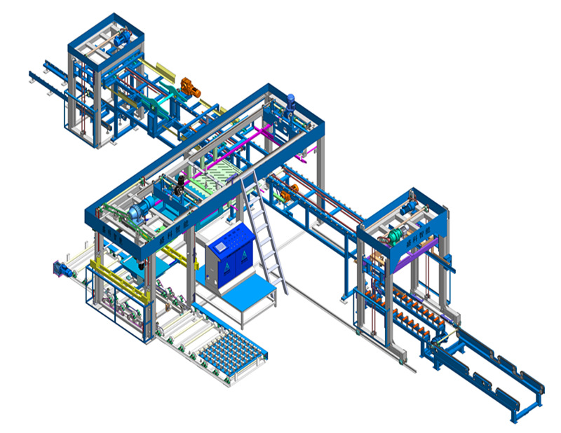 Máy xếp tự động với máy đóng gói dạng dải quay phía dưới